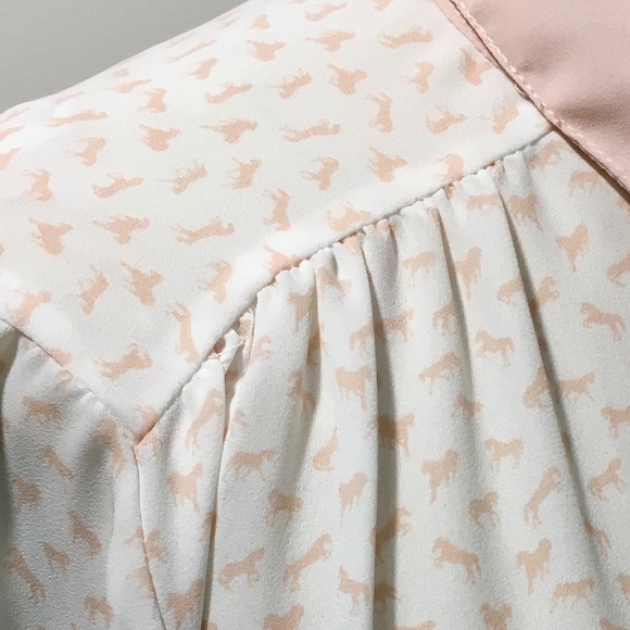 Free People Horse Blouse Novelty Womens White Pink - Picture 4 of 11
